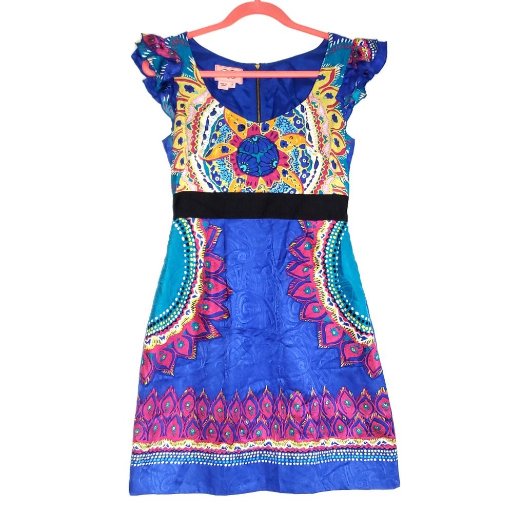 Phoebe Couture Blue Layered Flutter Sleeve Dress 2